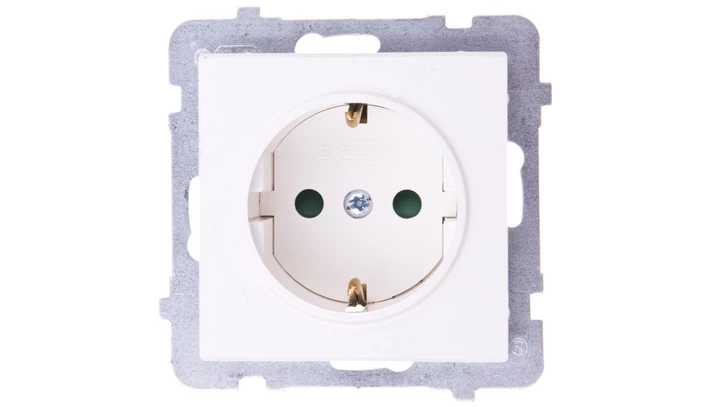 SONATA Gniazdo pojedyncze z/u Schuko z przesłonami ecru GP-1RSP/m/27