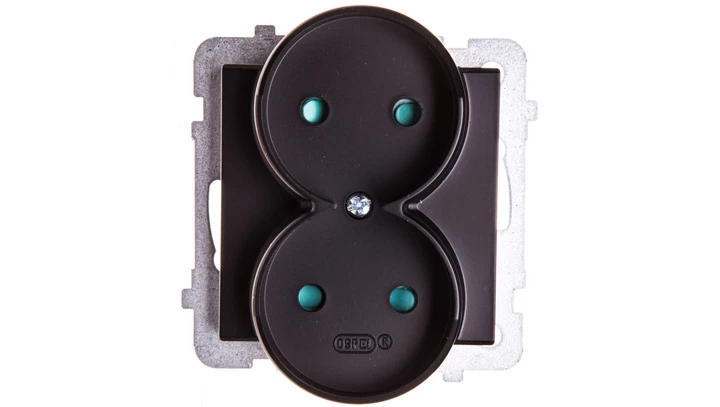 SONATA Gniazdo podwójne b/u z przesłonami czarny metalik GP-2RRP/m/33