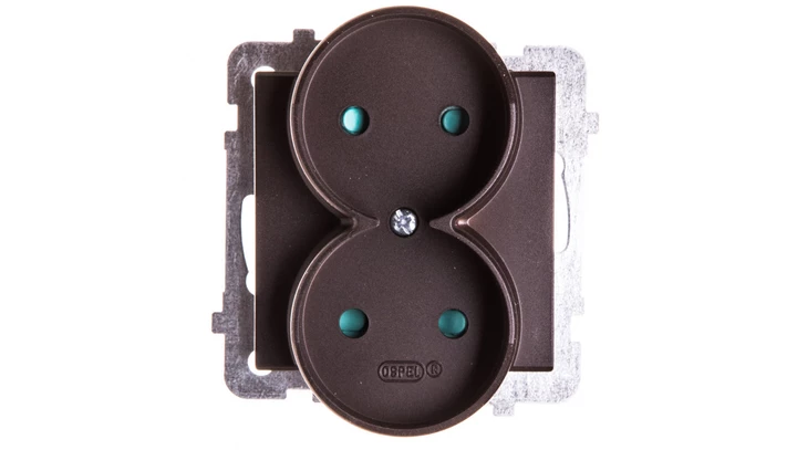 SONATA Gniazdo podwójne b/u z przesłonami czekoladowy metalik GP-2RRP/m/40