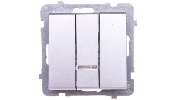 SONATA Łącznik potrójny z podświetleniem srebro mat ŁP-13RS/m/38