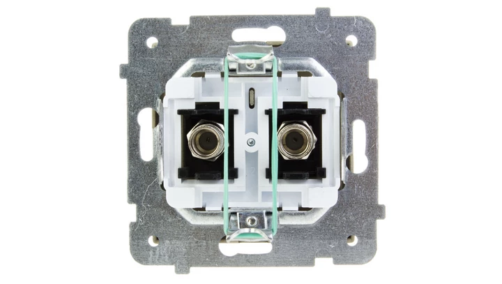 SONATA Gniazdo antenowe podwójne typu F szampański złoty GPA-2RF/m/39