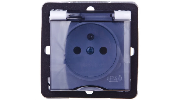 IMPRESJA Gniazdo bryzgoszczelne z/u IP44 klapka przezroczysta białe GPH-1YZ/m/00/d