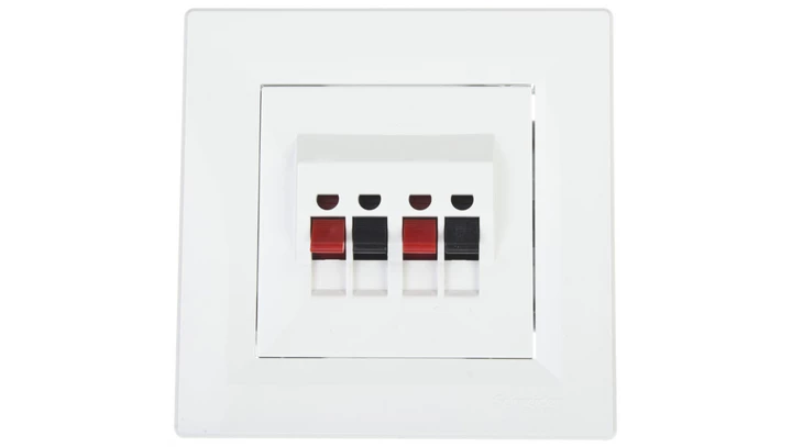 Gniazdo głośnikowe Asfora podwójne białe z ramką EPH5700121