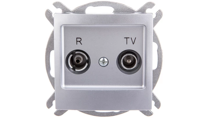 IMPRESJA Gniazdo antenowe RTV przelotowe 14dB srebrne GPA-14YP/m/18