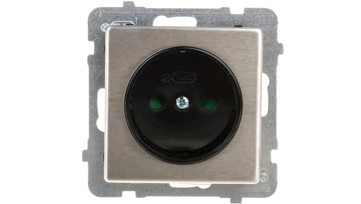 SONATA Gniazdo pojedyncze b/u z przesłonami stal inox GP-1RMP/m/37