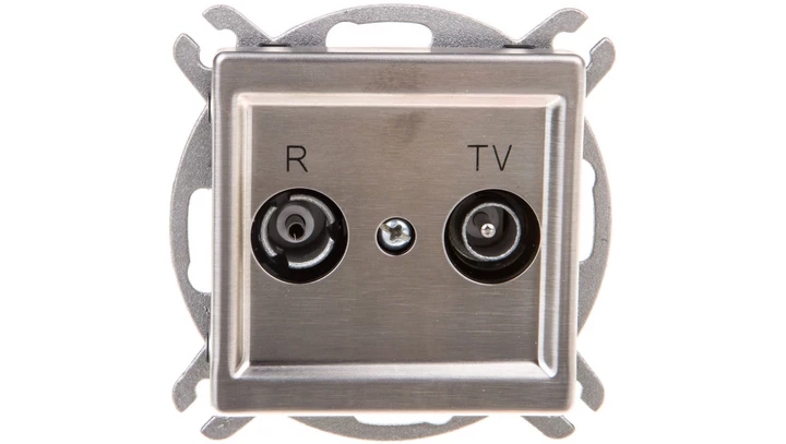 SONATA Gniazdo antenowe RTV przelotowe 14dB czarny metalik GPA-14RP/m/33