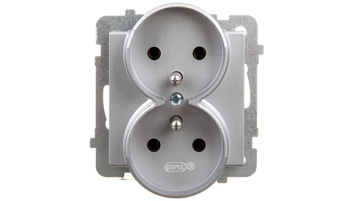 SONATA Gniazdo podwójne z/u srebro mat GP-2RRZ/m/38