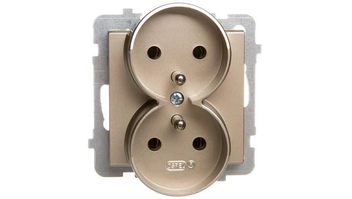 SONATA Gniazdo podwójne z/u szampański złoty GP-2RRZ/m/39