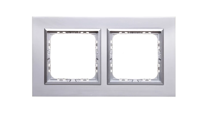 SONATA Ramka podwójna aluminium / srebrna matal R-2RAC/35/38