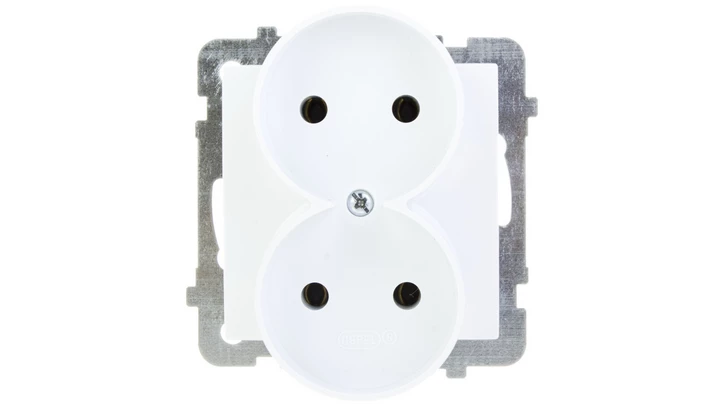 AS Gniazdo podwójne b/u białe GP-2GR/m/00