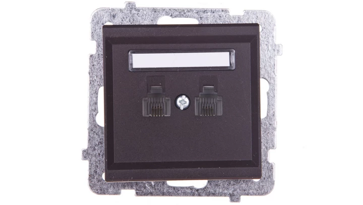 SONATA Gniazdo telefoniczne podwójne RJ11 niezależne czekoladowy metalik GPT-2RN/m/40