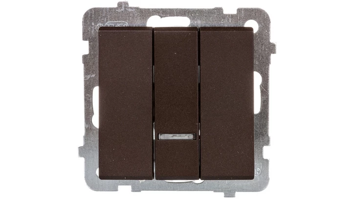 SONATA Łącznik potrójny z podświetleniem czekoladowy metalik ŁP-13RS/m/40