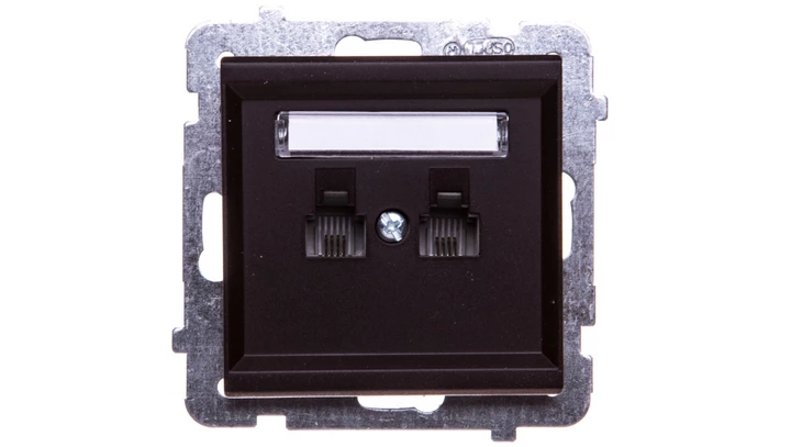 SONATA Gniazdo telefoniczne podwójne RJ11 równoległe czekoladowy metalik GPT-2RR/m/40