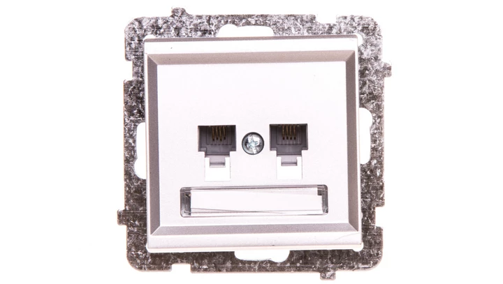 SONATA Gniazdo telefoniczne podwójne RJ11 niezależne srebro mat GPT-2RN/m/38