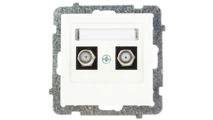 AS Gniazdo antenowe podwójne typu F ecru GPA-2GF/m/27