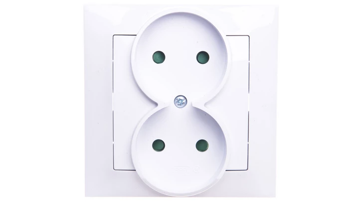 IMPRESJA Gniazdo podwójne b/u z przesłonami białe GP-2YP/00