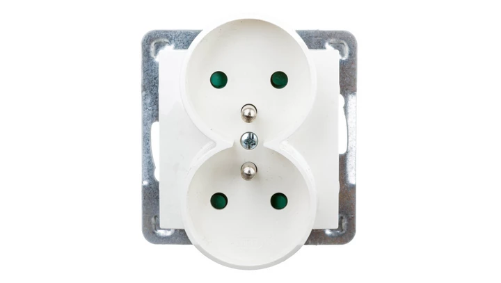 IMPRESJA Gniazdo podwójne z/u z przesłonami ecru GP-2YRZP/m/27