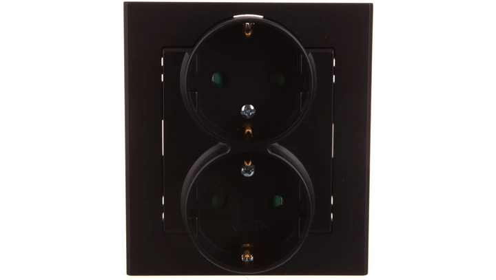 SONATA Gniazdo podwójne z/u Schuko z przesłonami czarny metalik GP-2RSP/33