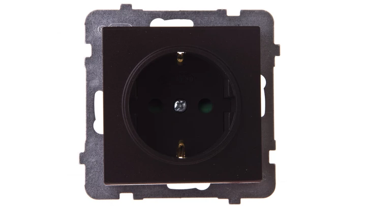 SONATA Gniazdo pojedyncze z/u Schuko z przesłonami czekoladowy metalik GP-1RSP/m/40