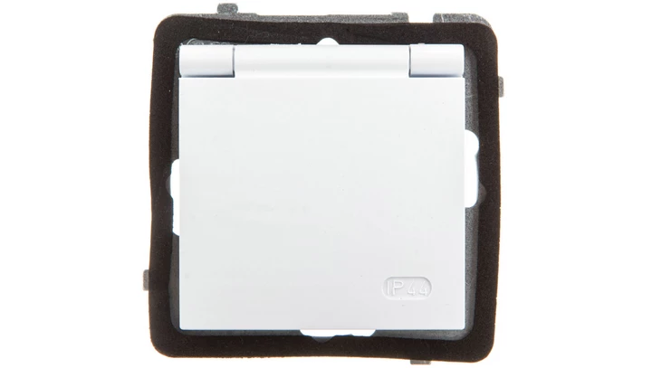 AS Gniazdo bryzgoszczelne z/u Schuko IP44 klapka biała GPH-1GS/m/00/w
