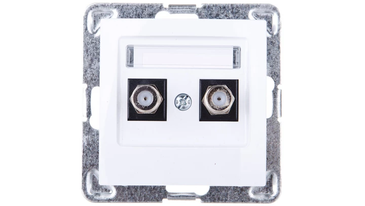 IMPRESJA Gniazdo antenowe podwójne typu F białe GPA-2YF/m/00