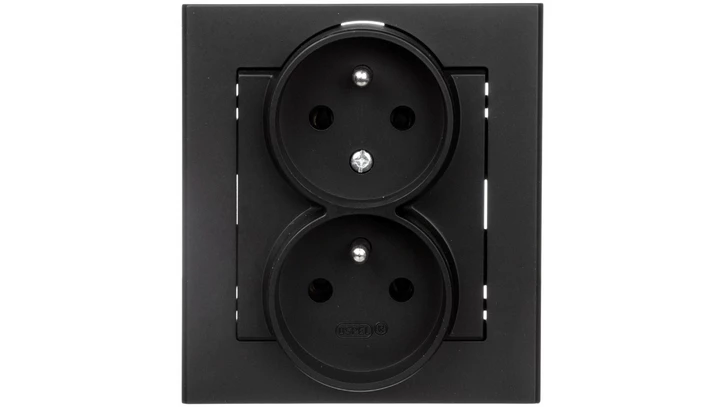 SONATA Gniazdo podwójne z/u z niezmiennością faz czarny metalik GP-2RC/33