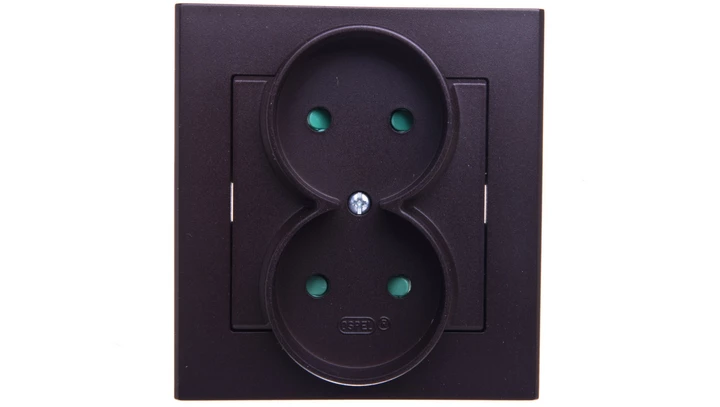 SONATA Gniazdo podwójne b/u z przesłonami czekoladowy metalik GP-2RP/40