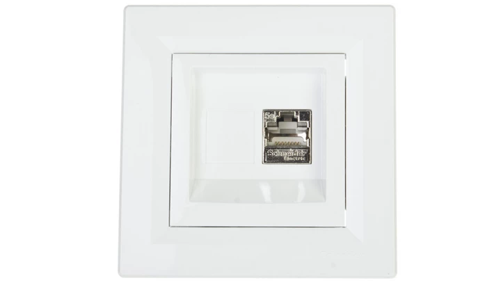 Gniazdo komputerowe Asfora pojedyncze RJ45 kat.5e ekranowane białe z ramką EPH5000121