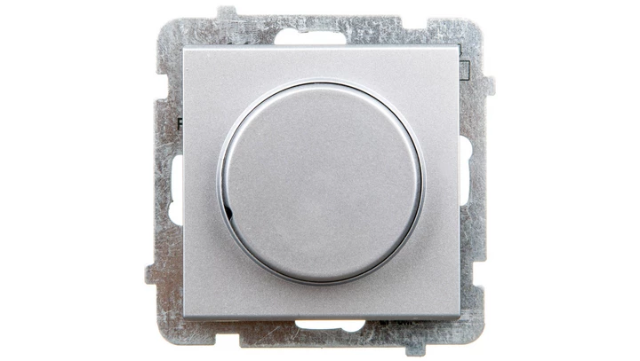 SONATA Ściemniacz przyciskowo-obrotowy /żarowy i halogenowy/ srebro mat ŁP-8R/m/38