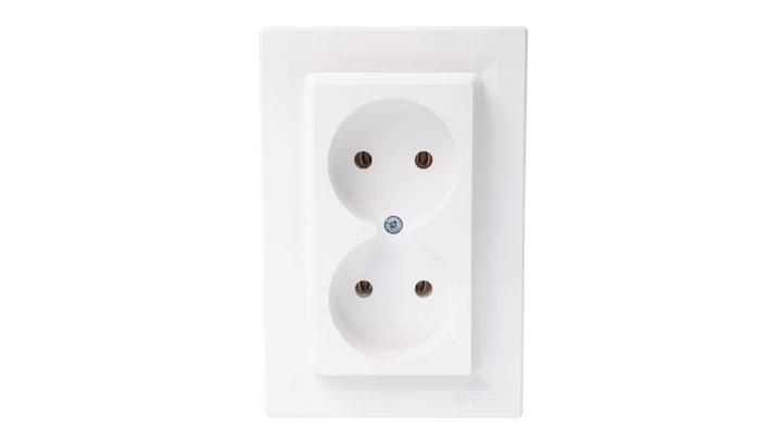 Gniazdo podwójne Asfora b/u białe z ramką EPH9700221