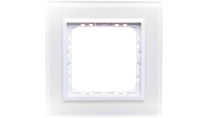 SONATA Ramka pojedyncza białe szkło / biała R-1RGC/31/00