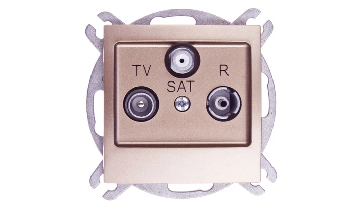 IMPRESJA Gniazdo antenowe RTV-SAT przelotowe złoty metalik GPA-YSP/m/28