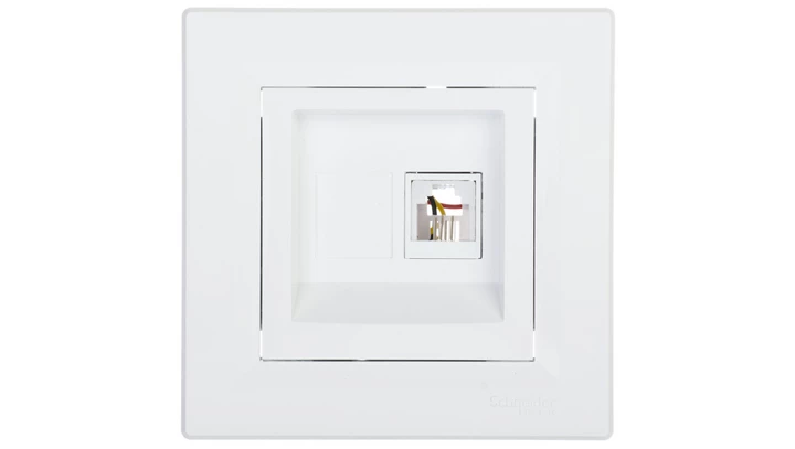 Gniazdo telefoniczne Asfora pojedyncze RJ11 białe z ramką EPH4100121