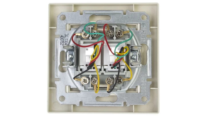 Gniazdo telefoniczne Asfora podwójne 2xRJ11 kremowe z ramką EPH4200123
