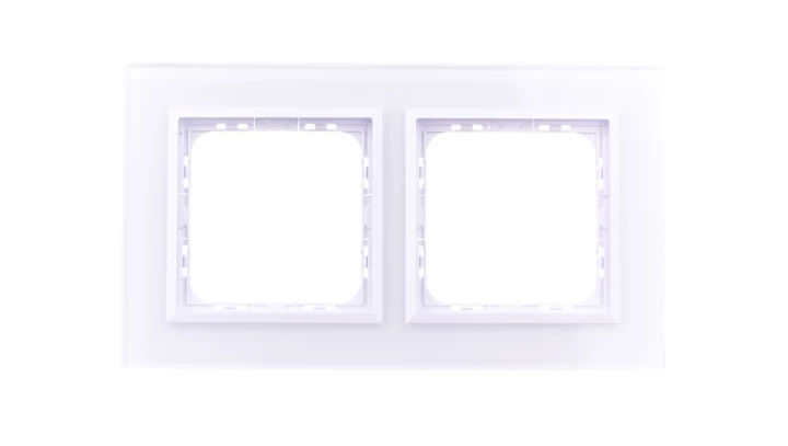 SONATA Ramka podwójna białe szkło / biała R-2RGC/31/00