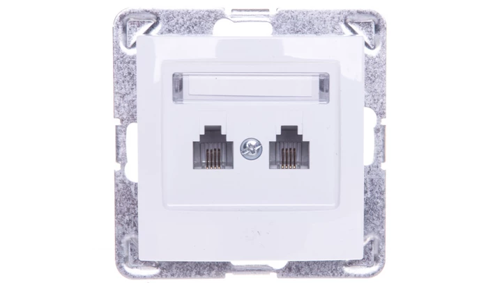 IMPRESJA Gniazdo telefoniczne podwójne RJ11 równoległe białe GPT-2YR/m/00