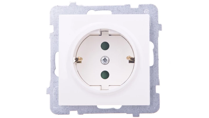 AS Gniazdo pojedyncze z/u Schuko z przesłonami ecru GP-1GSP/m/27