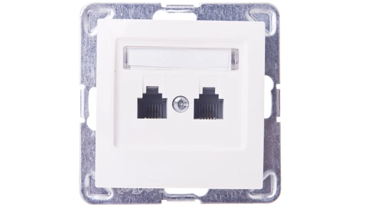 IMPRESJA Gniazdo telefoniczne podwójne RJ11 równoległe ecru GPT-2YR/m/27