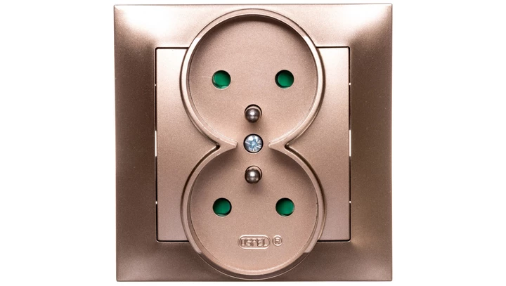 IMPRESJA Gniazdo podwójne z/u z przesłonami złoty metalik GP-2YZP/28