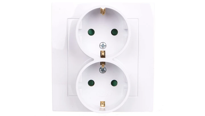 AS Gniazdo podwójne z/u Schuko z przesłonami białe GP-2GSP/00