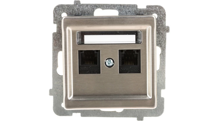 SONATA Gniazdo telefoniczne podwójne RJ11 niezależne stal inox GPT-2RMN/m/37