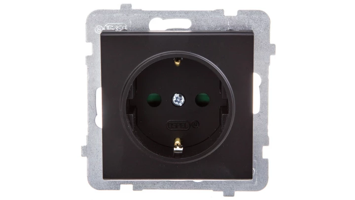 SONATA Gniazdo pojedyncze z/u Schuko z przesłonami czarny metalik GP-1RSP/m/33