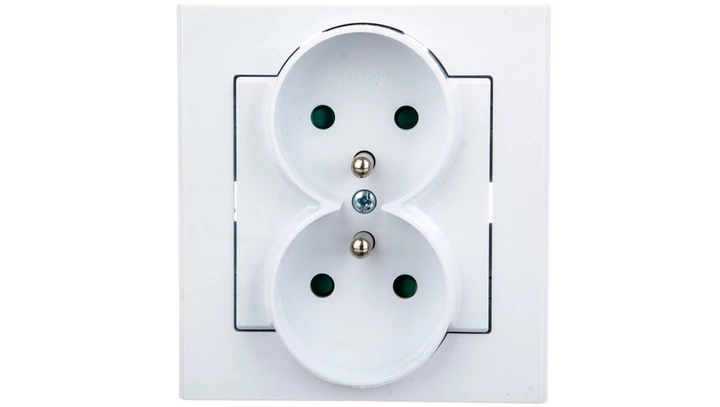 SONATA Gniazdo podwójne z/u z przesłonami białe GP-2RZP/00