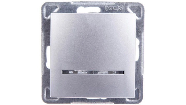 IMPRESJA Łącznik kontrolny z podświetleniem srebrny ŁP-12YS/m/18