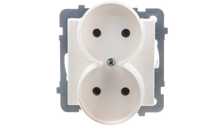 SONATA Gniazdo podwójne b/u ecru GP-2RR/m/27