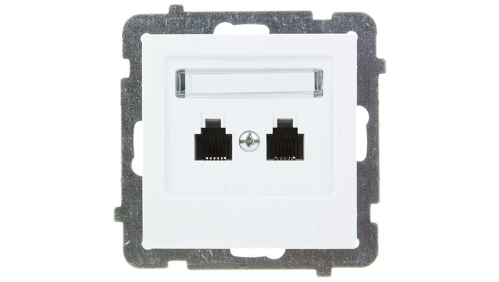 AS Gniazdo telefoniczne podwójne RJ11 niezależne białe GPT-2GN/m/00