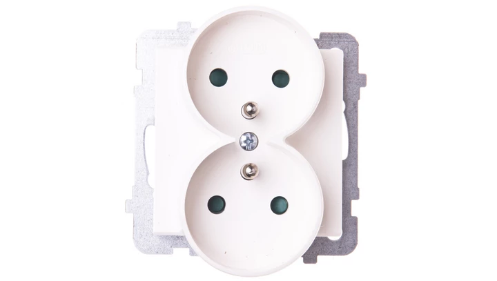 SONATA Gniazdo podwójne z/u z przesłonami ecru GP-2RRZP/m/27