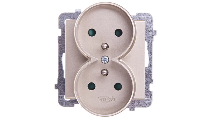 SONATA Gniazdo podwójne z/u z przesłonami szampański złoty GP-2RRZP/m/39