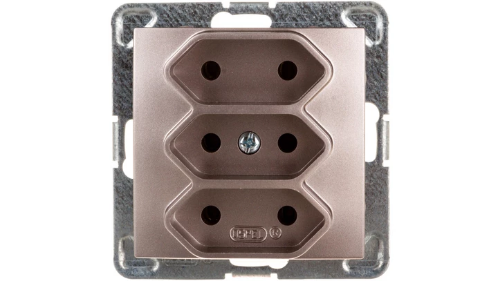 IMPRESJA Gniazdo potrójne b/u 2,5A EURO tytan GP-3Y/m/23