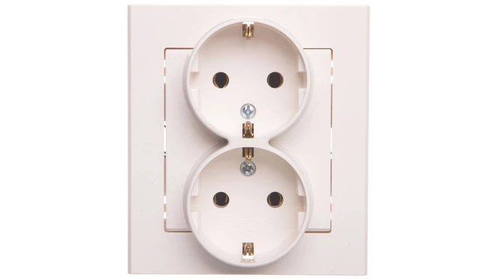 SONATA Gniazdo podwójne z/u Schuko ecru GP-2RS/27
